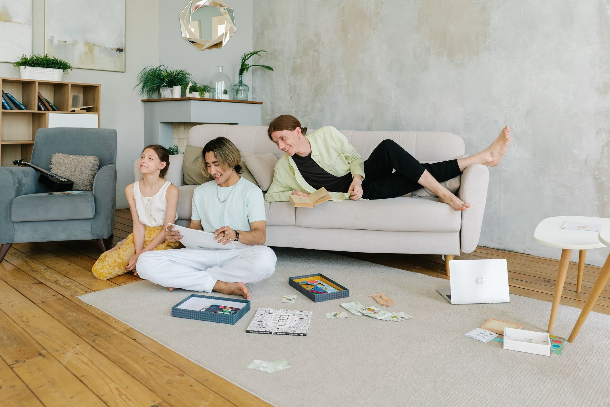Family relaxing together in the living room
